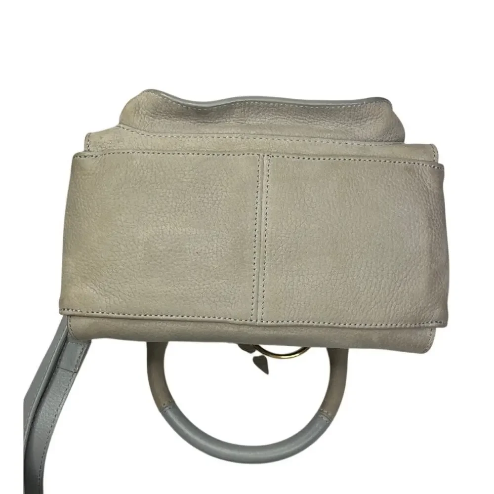 See by Chloé Miya Mini Satchel Crossbody Gray Leather Suede Gold Ring Bag